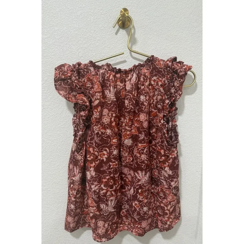 Ulla Johnson Gabi Blouse Flutter Floral Bohemian Sleeveless Women’s Size 8